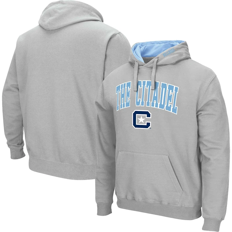 Men's Colosseum Gray Citadel Bulldogs Arch & Logo 3.0 Pullover Hoodie
