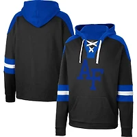 Men's Colosseum Black Air Force Falcons Lace-Up 4.0 Pullover Hoodie
