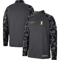 Men's Colosseum Charcoal Illinois Fighting Illini OHT Military Appreciation Long Range Raglan Quarter-Zip Jacket