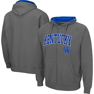 Men's Colosseum Charcoal Kentucky Wildcats Arch & Team Logo 3.0 Full-Zip Hoodie