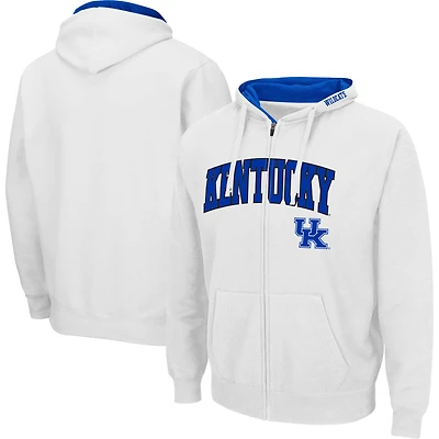 Men's Colosseum White Kentucky Wildcats Arch & Team Logo 3.0 Full-Zip Hoodie