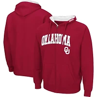 Men's Colosseum Crimson Oklahoma Sooners Arch & Team Logo 3.0 Full-Zip Hoodie