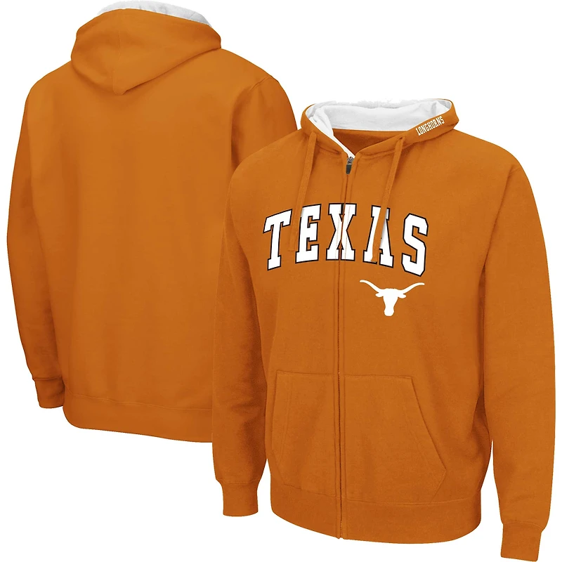 Men's Colosseum Texas Orange Longhorns Arch & Team Logo 3.0 Full-Zip Hoodie