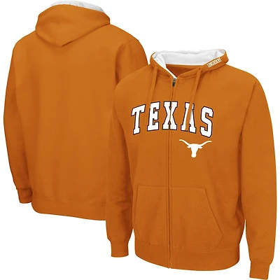 Men's Colosseum Texas Orange Longhorns Arch & Team Logo 3.0 Full-Zip Hoodie