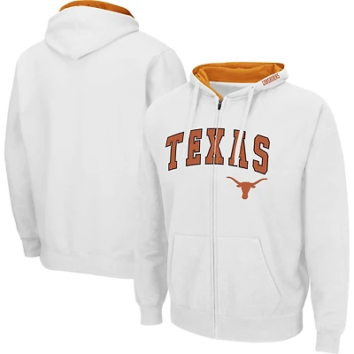 Men's Colosseum White Texas Longhorns Arch & Team Logo 3.0 Full-Zip Hoodie