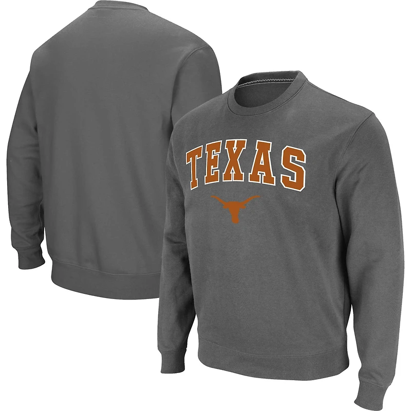 Men's Colosseum Charcoal Texas Longhorns Arch & Logo Pullover Sweatshirt