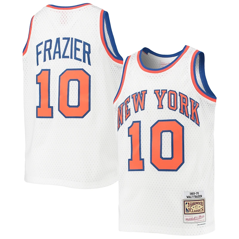 Youth Mitchell & Ness Walt Frazier White New York Knicks 1969-70 Hardwood Classics Swingman Jersey