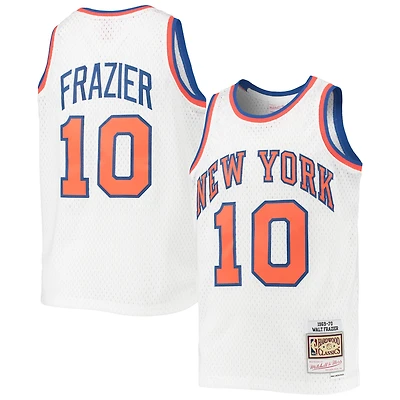 Youth Mitchell & Ness Walt Frazier White New York Knicks 1969-70 Hardwood Classics Swingman Jersey