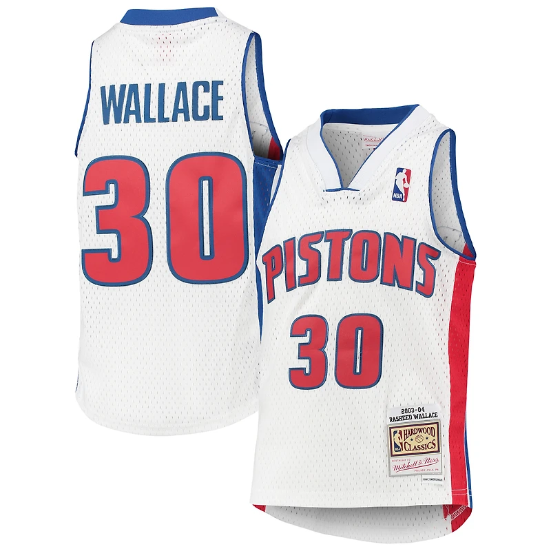 Youth Mitchell & Ness Rasheed Wallace White Detroit Pistons 2003/04 Hardwood Classics Swingman Jersey
