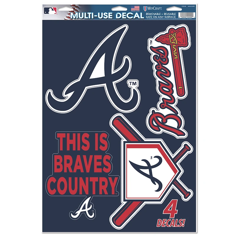 WinCraft Atlanta Braves Primary 11'' x 17'' Multi-Use Decal Sheet