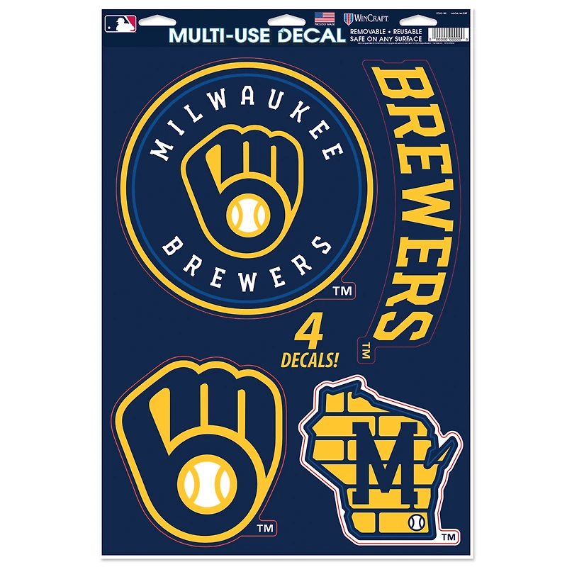 WinCraft Milwaukee Brewers Primary 11'' x 17'' Multi-Use Decal Sheet