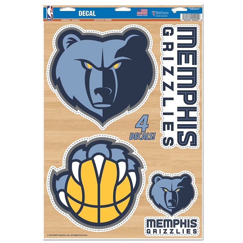 WinCraft Memphis Grizzlies Primary 11'' x 17'' Multi-Use Decal Sheet
