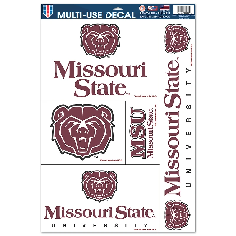 WinCraft Missouri State University Bears 11'' x 17'' Multi-Use Decal Sheet