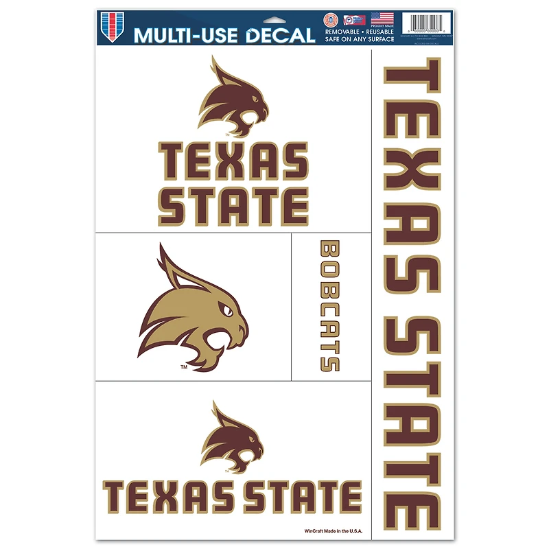 WinCraft Texas State Bobcats 11'' x 17'' Multi-Use Decal Sheet