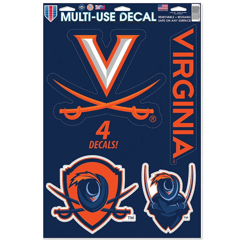 WinCraft Virginia Cavaliers Primary 11'' x 17'' Multi-Use Decal Sheet