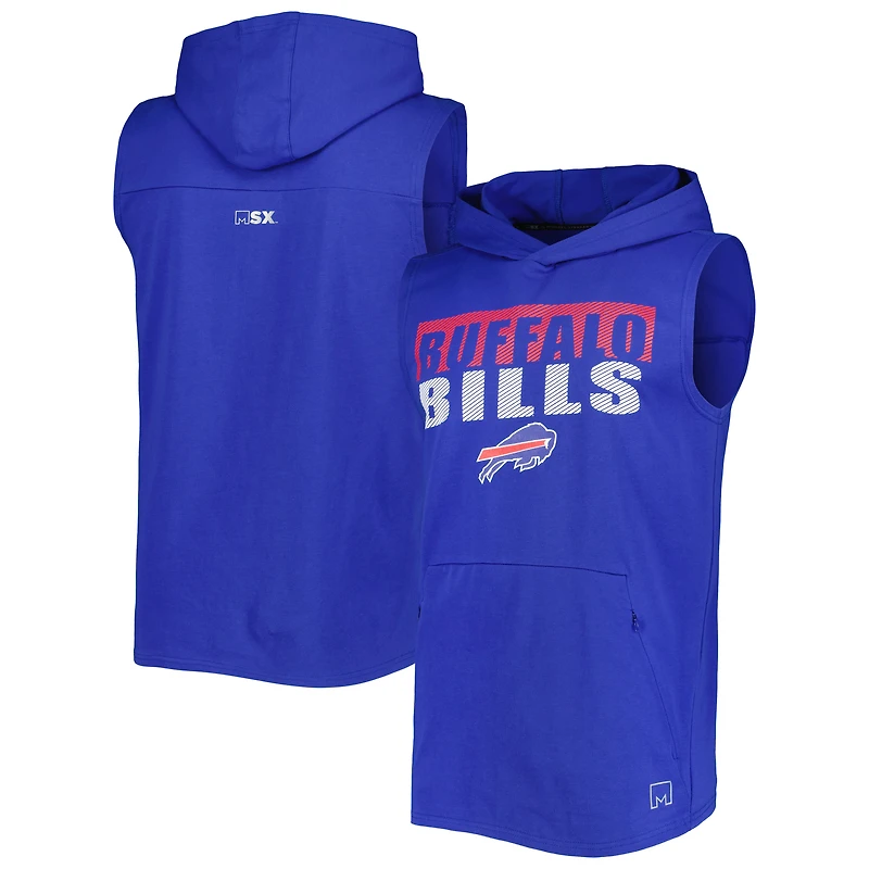 Men's MSX by Michael Strahan Royal Buffalo Bills Relay Sleeveless Pullover Hoodie