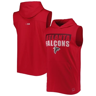 Men's MSX by Michael Strahan Red Atlanta Falcons Relay Sleeveless Pullover Hoodie