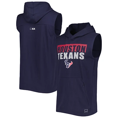 Men's MSX by Michael Strahan Navy Houston Texans Relay Sleeveless Pullover Hoodie