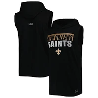 Men's MSX by Michael Strahan Black New Orleans Saints Relay Sleeveless Pullover Hoodie