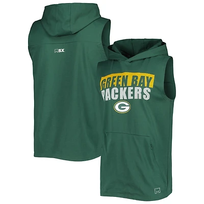 Men's MSX by Michael Strahan Green Green Bay Packers Relay Sleeveless Pullover Hoodie