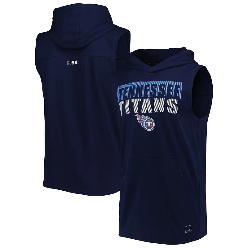 Men's MSX by Michael Strahan Navy Tennessee Titans Relay Sleeveless Pullover Hoodie