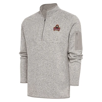 Men's Antigua Heathered Gray Albany FireWolves Fortune Half-Zip Pullover Jacket