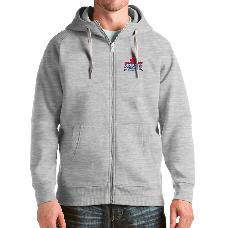 Men's Antigua Heathered Gray Toronto Rock Victory Full-Zip Hoodie