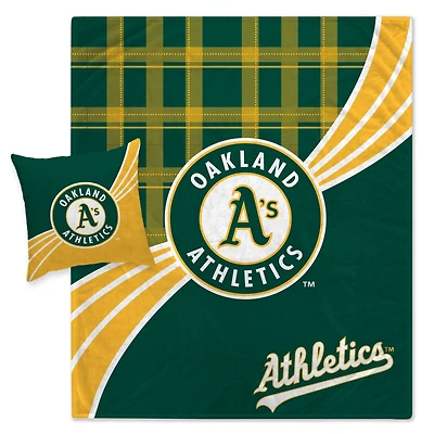 Athletics Plaid Wave Lightweight Blanket & Pillow Combo Set