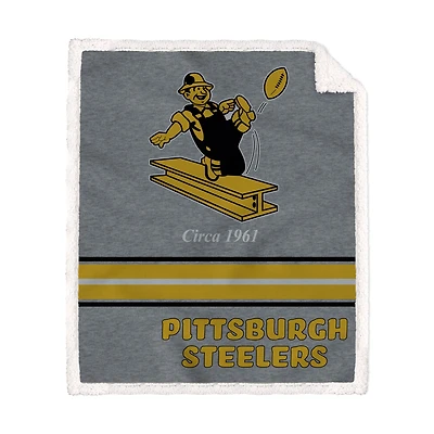 Pittsburgh Steelers 50'' x 60'' Vintage Triple Stripe French Terry Sherpa Blanket