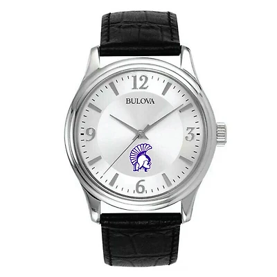 Bulova Silver Winona State Warriors Leather Watch