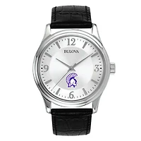 Bulova Silver Winona State Warriors Leather Watch