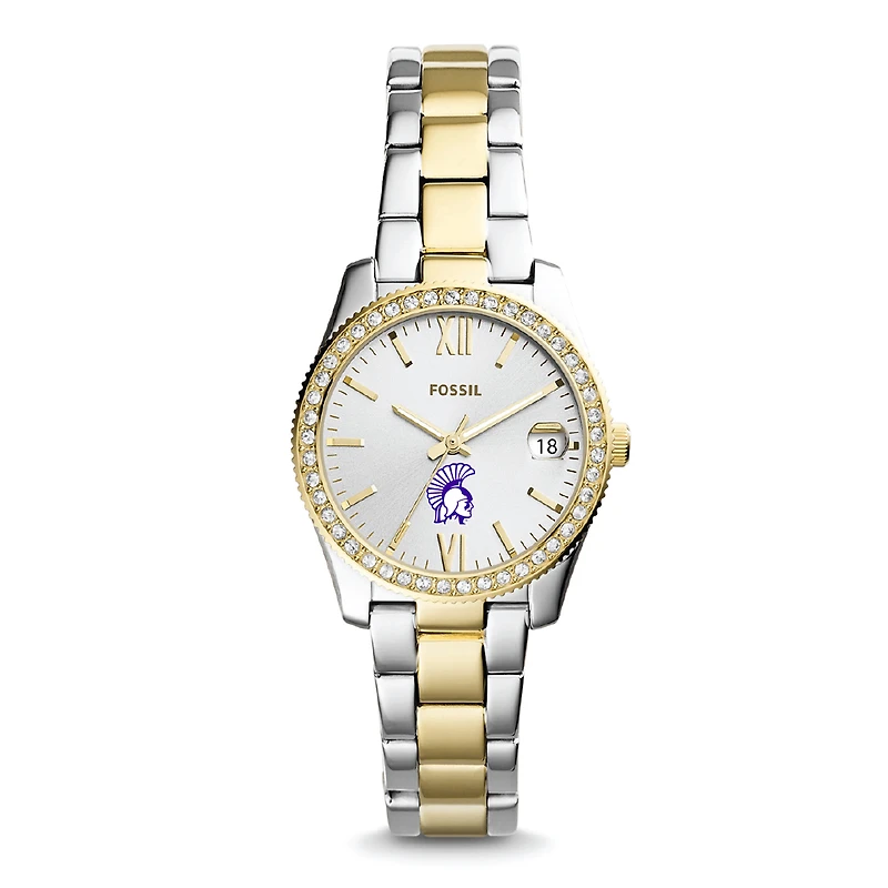 Women's Fossil Silver Winona State Warriors Scarlette Mini Two-Tone Stainless Steel Watch