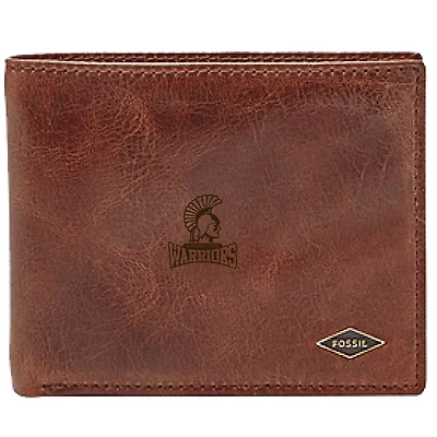 Men's Fossil Brown Winona State Warriors Leather Ryan RFID Flip ID Bifold Wallet