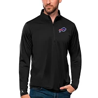 Men's Antigua Black Buffalo Bills Tribute Quarter-Zip Lightweight Pullover Top