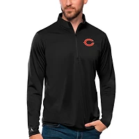 Men's Antigua Black Chicago Bears Tribute Quarter-Zip Lightweight Pullover Top