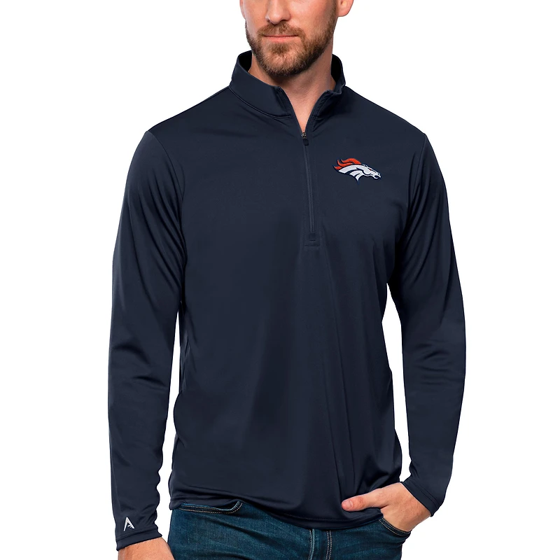 Men's Antigua Navy Denver Broncos Tribute Quarter-Zip Lightweight Pullover Top