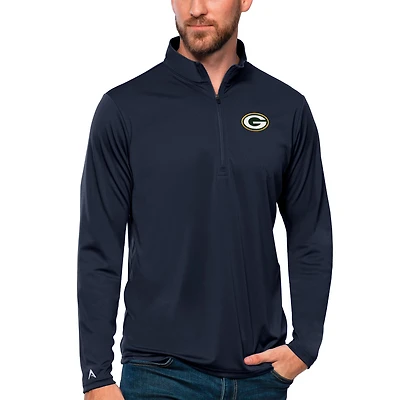 Men's Antigua Navy Green Bay Packers Tribute Quarter-Zip Lightweight Pullover Top