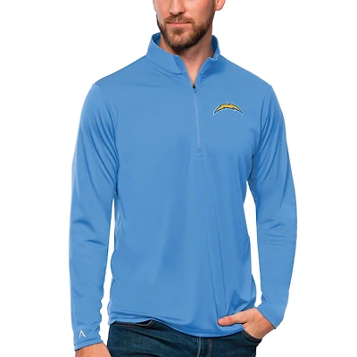 Men's Antigua Powder Blue Los Angeles Chargers Tribute Quarter-Zip Lightweight Pullover Top