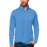 Men's Antigua Powder Blue Los Angeles Chargers Tribute Quarter-Zip Lightweight Pullover Top