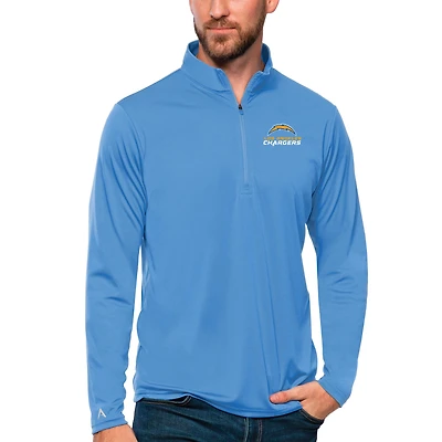 Men's Antigua Powder Blue Los Angeles Chargers Tribute Quarter-Zip Lightweight Pullover Top