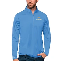 Men's Antigua Powder Blue Los Angeles Chargers Tribute Quarter-Zip Lightweight Pullover Top