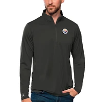 Men's Antigua Charcoal Pittsburgh Steelers Tribute Quarter-Zip Lightweight Pullover Top