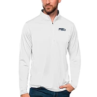 Men's Antigua White Seattle Seahawks Tribute Quarter-Zip Lightweight Pullover Top