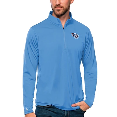 Men's Antigua Light Blue Tennessee Titans Tribute Quarter-Zip Lightweight Pullover Top
