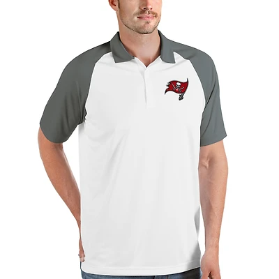 Men's Antigua White/Steel Tampa Bay Buccaneers Nova Polo