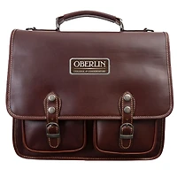 Brown Oberlin Yeomen Logo Plate Sabino Briefcase