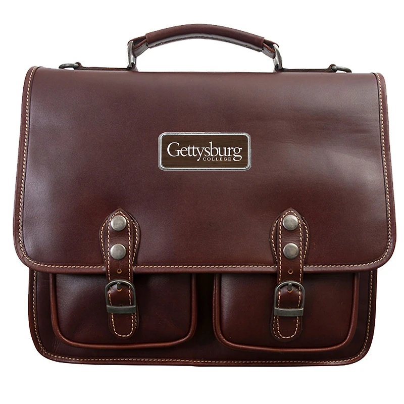 Brown Gettysburg Bullets Logo Plate Sabino Briefcase