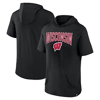 Men's Fanatics Black Wisconsin Badgers Outline Lower Arch Hoodie T-Shirt
