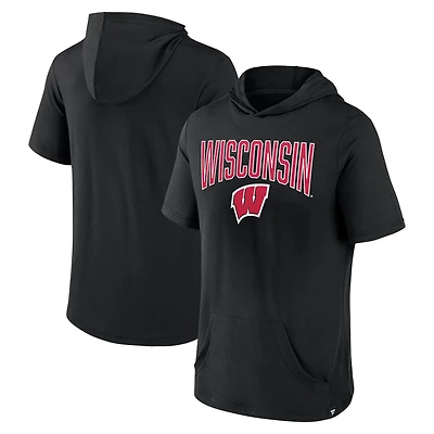 Men's Fanatics Black Wisconsin Badgers Outline Lower Arch Hoodie T-Shirt