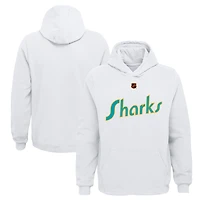 Youth White San Jose Sharks Special Edition 2.0 Primary Logo Fleece Pullover Hoodie
